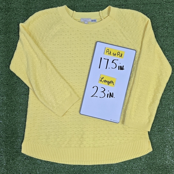 TALBOTS | 100% COTTON LIGHTWEIGHT PRETZEL KNIT CROPPED SLEEVE SWEATER - Picture 15 of 15